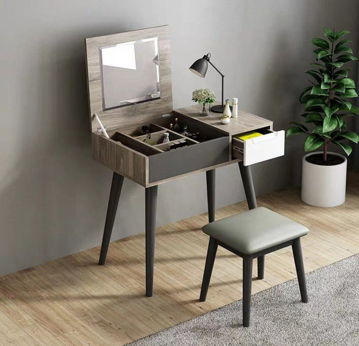 DEX Industrial Red Oak Flip Top Dressing Table Set