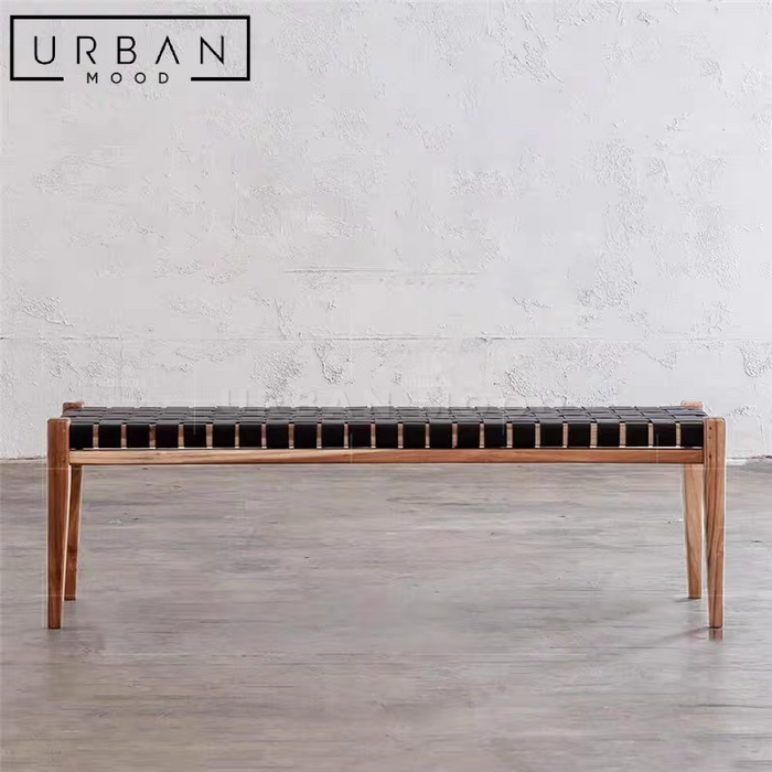 SHANG Vintage Leather Bench