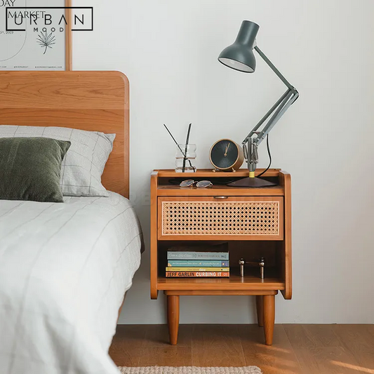 SPOTTY Rustic Rattan Side Table