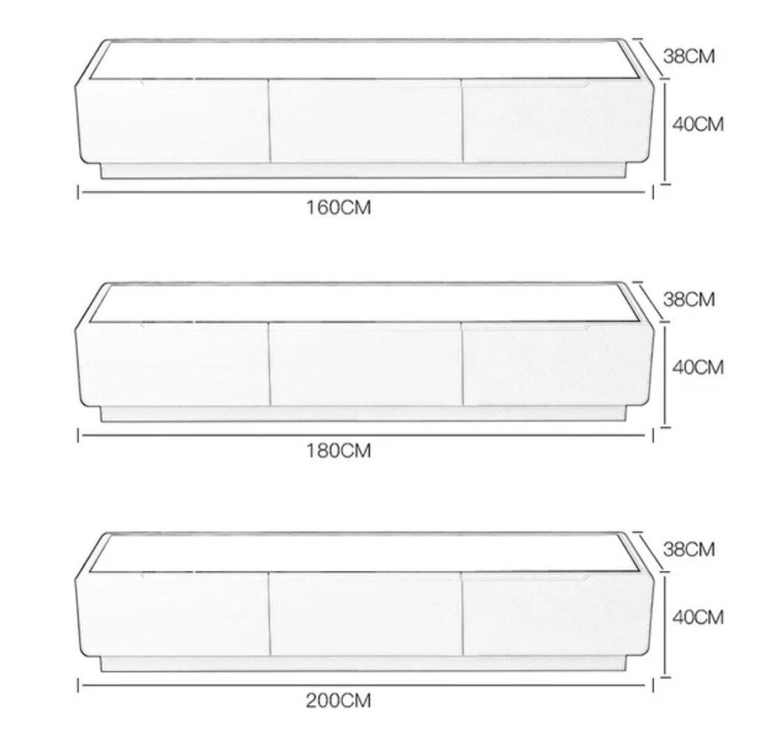 TATEO Modern Glossy Piano White TV Console