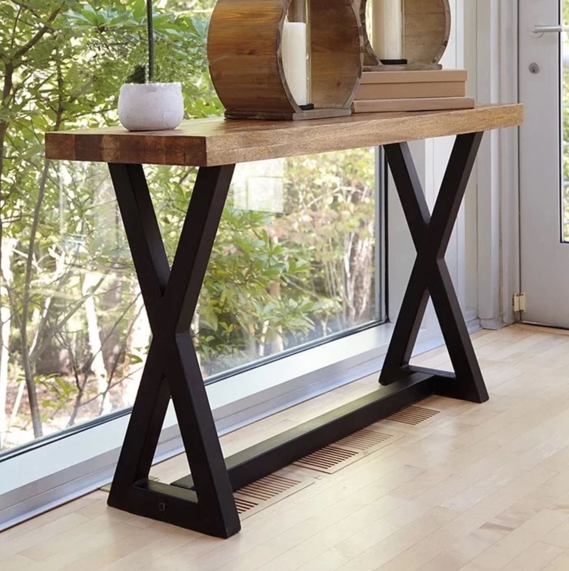 TYLER Modern Industrial Solid Wood Hallway Console