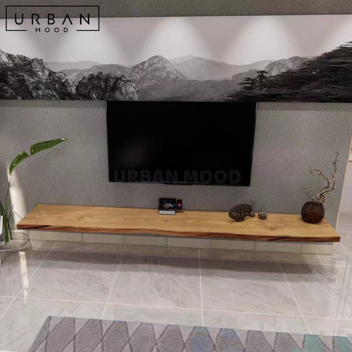 VERNIA Rustic Solid Wood Floating TV Console