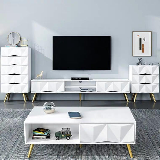 VICTORIA Glossy White TV Console & Coffee Table