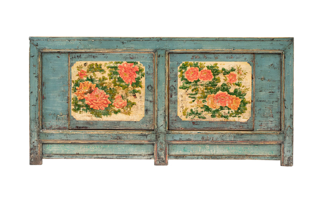 王 Wang Vintage Green Gansu Painted Sideboard Poplar