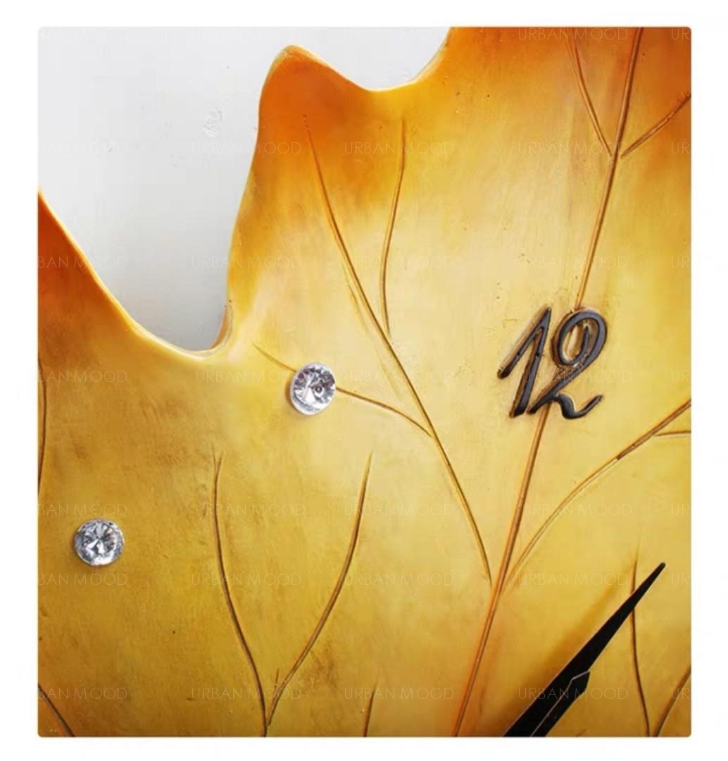 WATARU Autumn Foliage Golden Leaves Wall Clock Decor