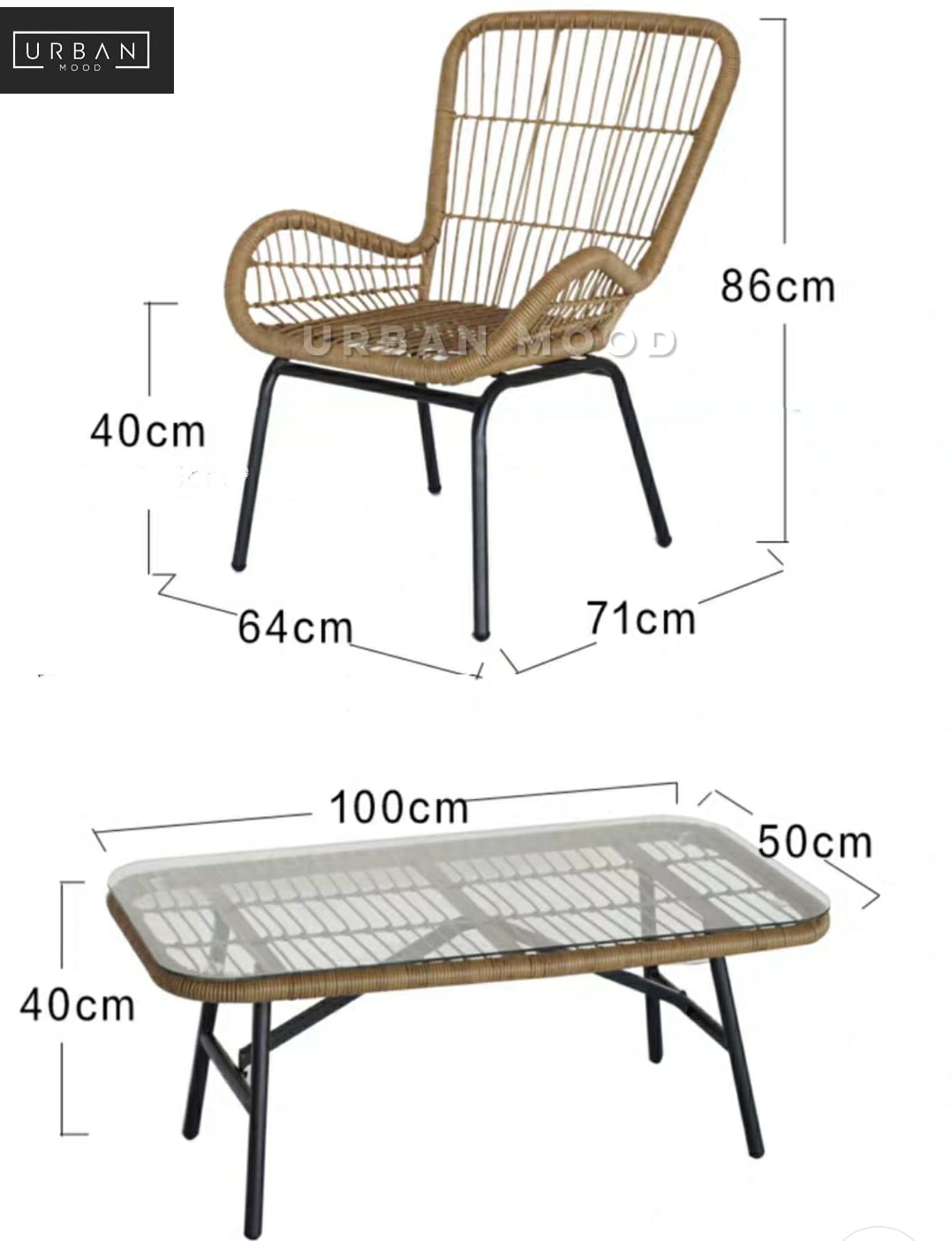 WAYNE Rattan Outdoor Table And Chairs