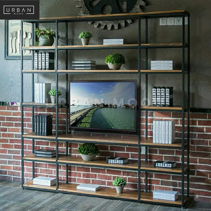 CLIFT Modern Industrial Solid Wood TV Shelf