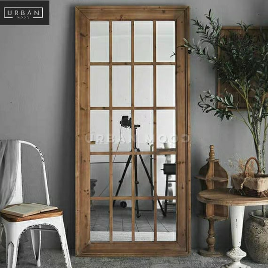 GASTON Rustic Windowgrill Standing Mirror