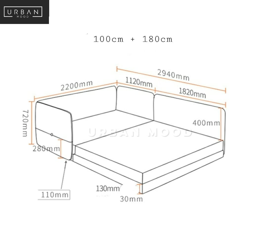 YOKO Japanese Fabric Double Bed