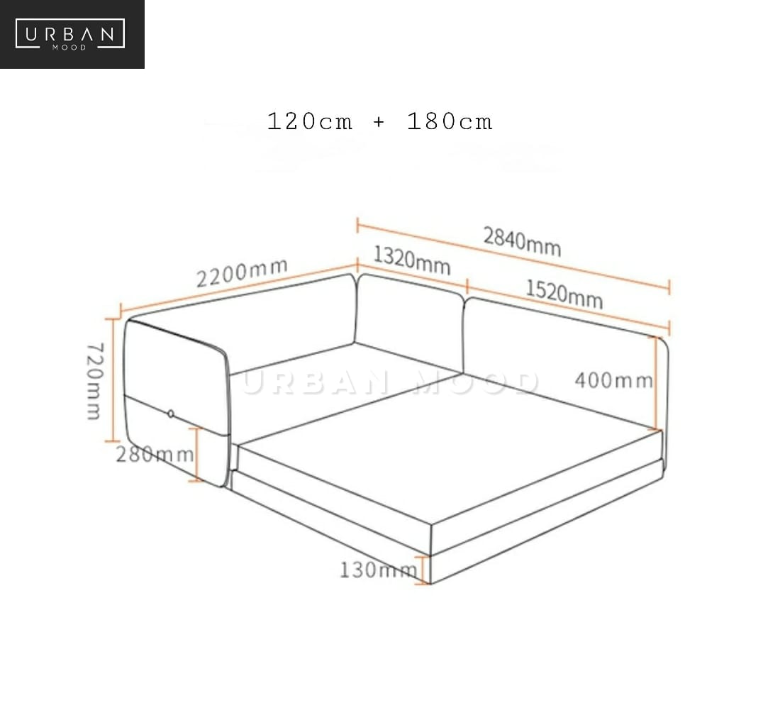 YOKO Japanese Fabric Double Bed