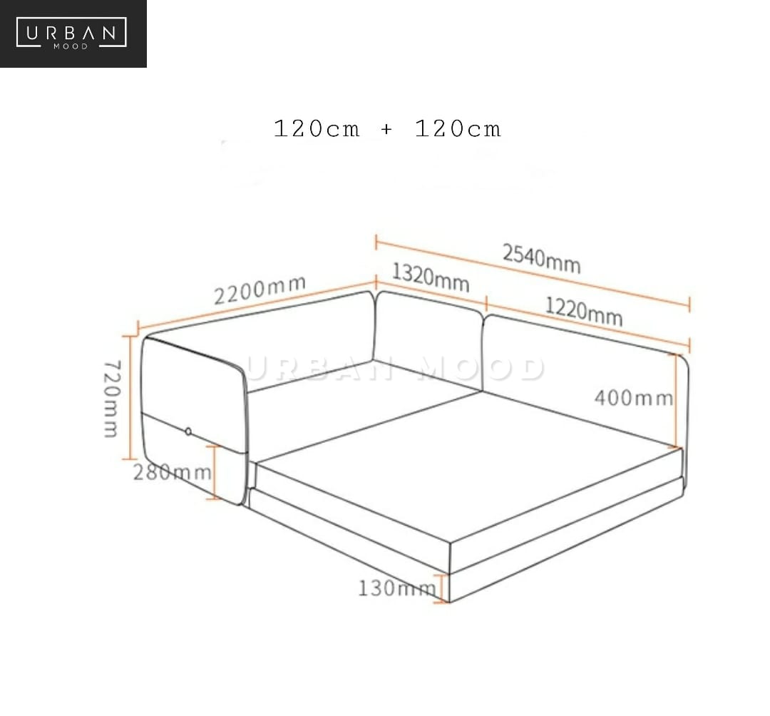 YOKO Japanese Fabric Double Bed