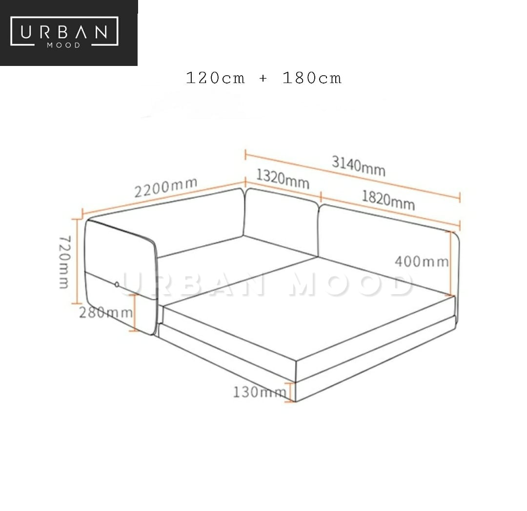 YOKO Japanese Fabric Double Bed