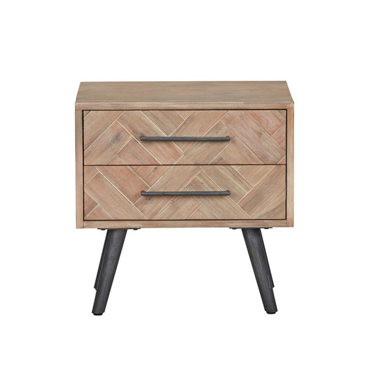 ZACHARY Herringbone Bedside Table Modern Solid Wood