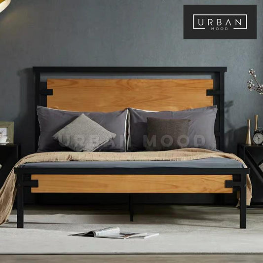 ZENITH Industrial Solid Wood Bed