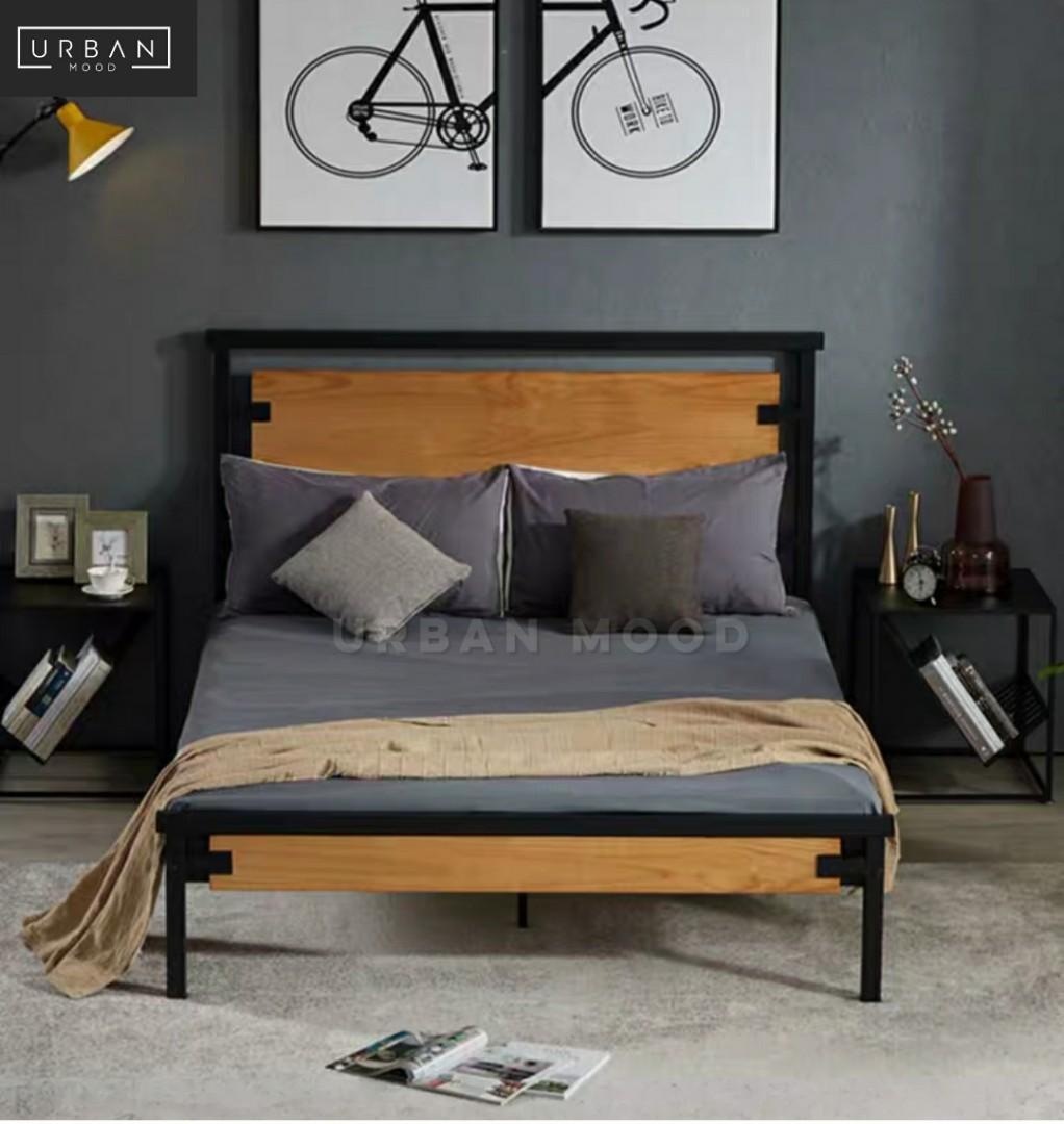 ZENITH Industrial Solid Wood Bed