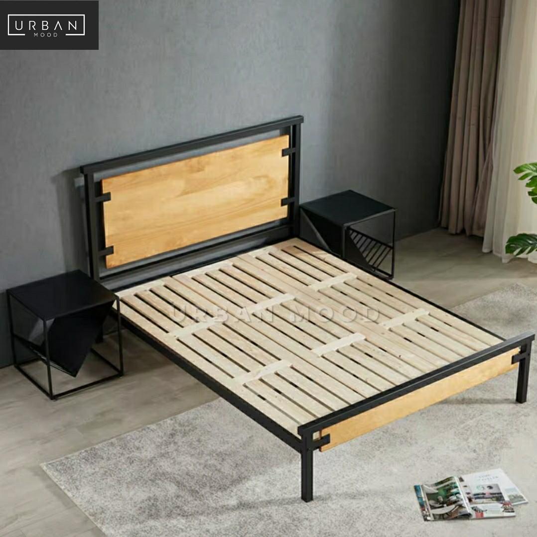 ZENITH Industrial Solid Wood Bed