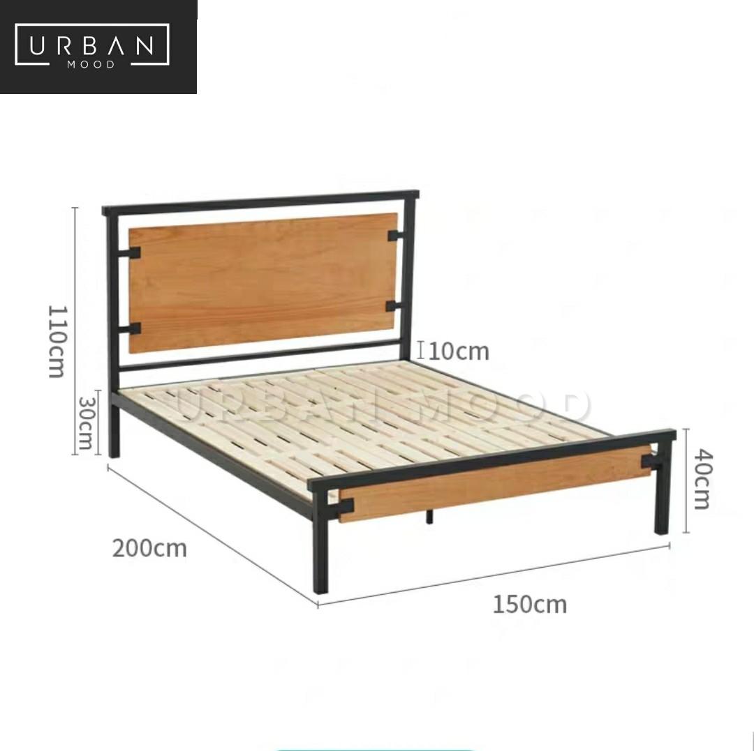 ZENITH Industrial Solid Wood Bed