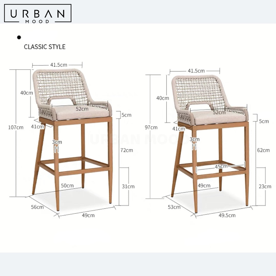 ZEPHYRIS Modern Outdoor Rattan Bar Stool