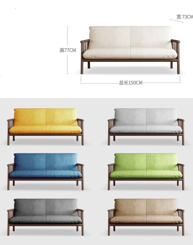 LAYLA Scandinavian Sofa Solid Wood Japanese-style ( Choose From 4 Size, 7 Color )