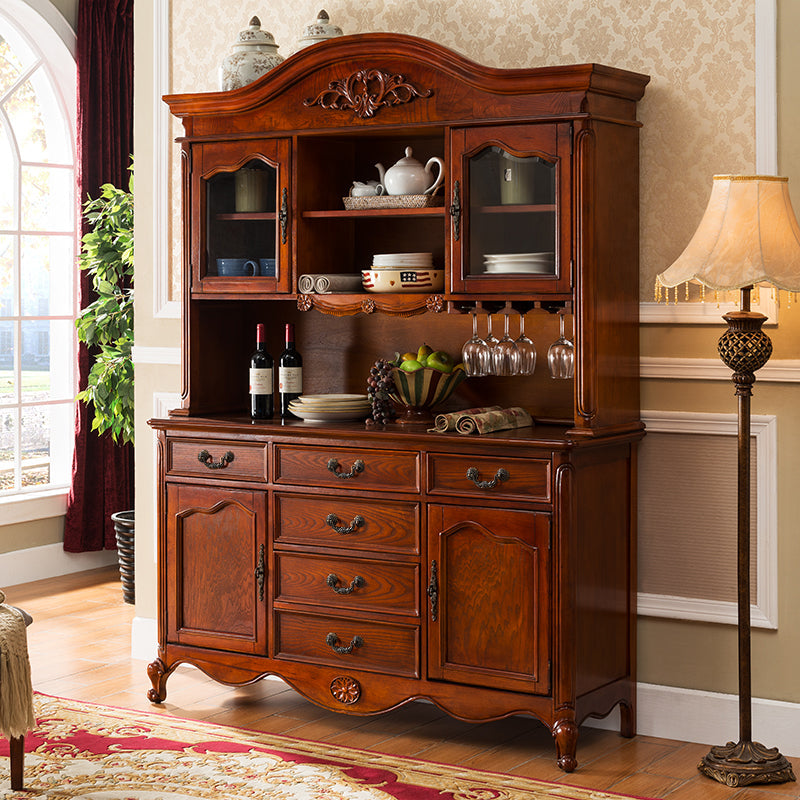 SOPHIE BOSTON Glass Display Buffet Hutch American Classic Solid Wood Wine Cabinet ( 10 Size and Design )