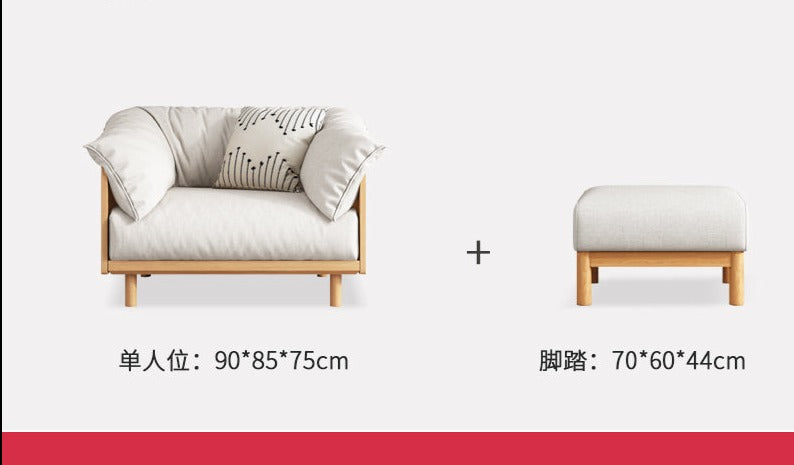 ELLIE Scandinavian Sofa Japanese Nordic Style Full Wood Frame 90 to 260 cm   ( 1, 2 3 Seater, Choice of 6 Size, 5 Color )