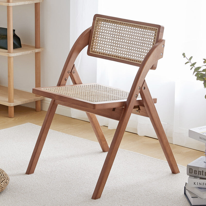 Rowan RITZ Chair Rattan with Armrest Nordic Solid Wood Walnut, Natural Color