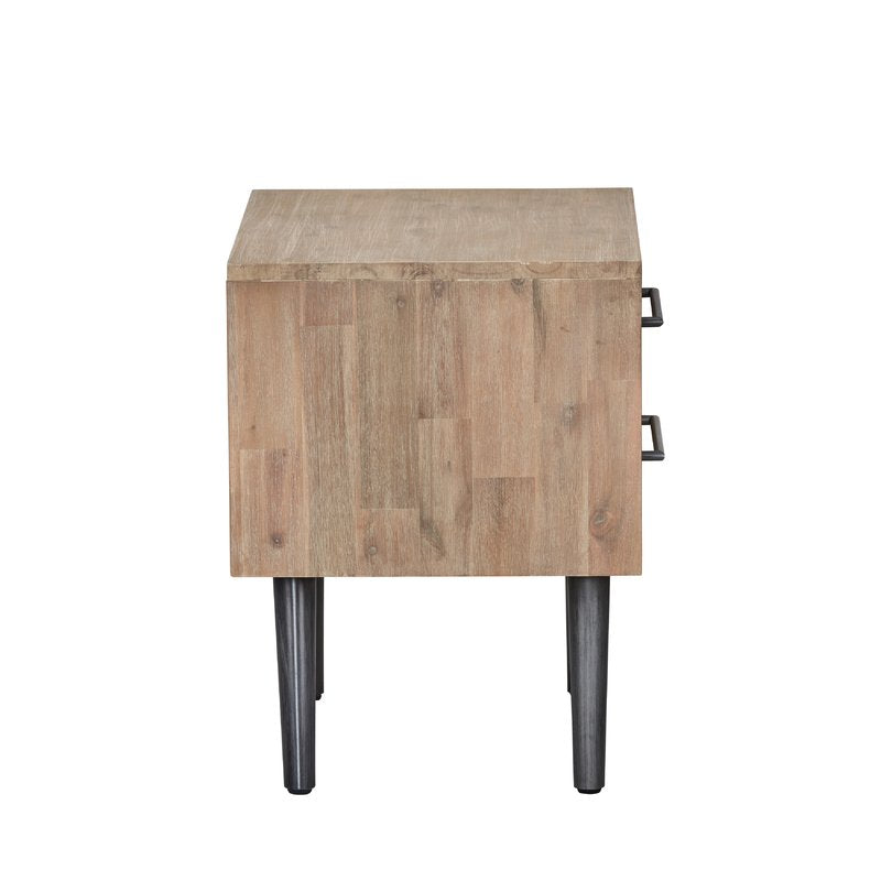 ZACHARY Herringbone Bedside Table Modern Solid Wood