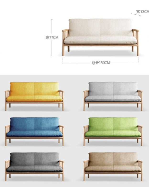 LAYLA Scandinavian Sofa Solid Wood Japanese-style ( Choose From 4 Size, 7 Color )