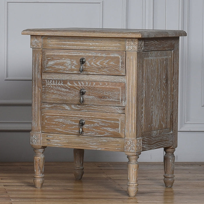 EZEKIEL American French Country Bedside Table 3 Drawers ( Select from 3 Color )