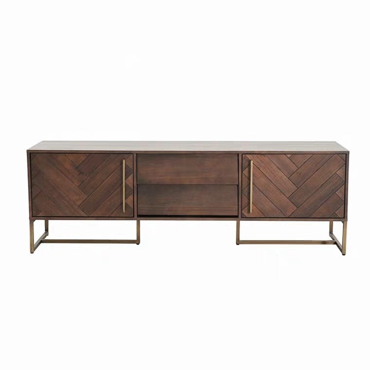 ELODIA Herringbone Acacia Wood TV Console