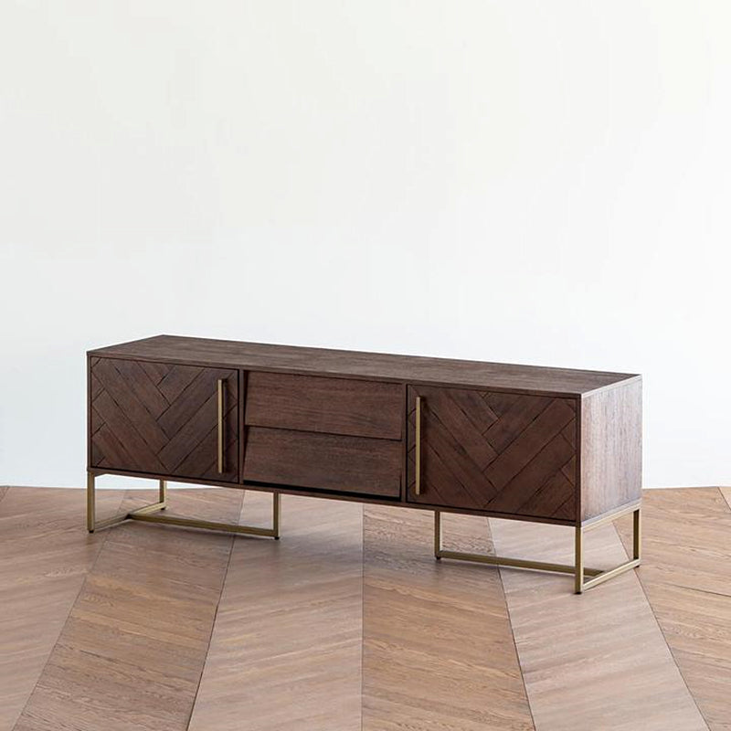 ZOE Herringbone American Ash Acacia Wood TV Console Nordic Retro Solid Wood