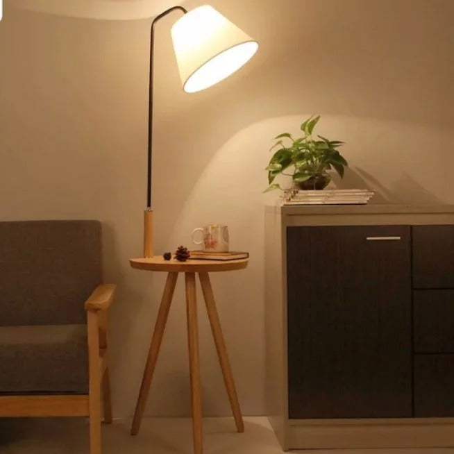 FLORENCE Solid Wood Standing Lamp Side Table