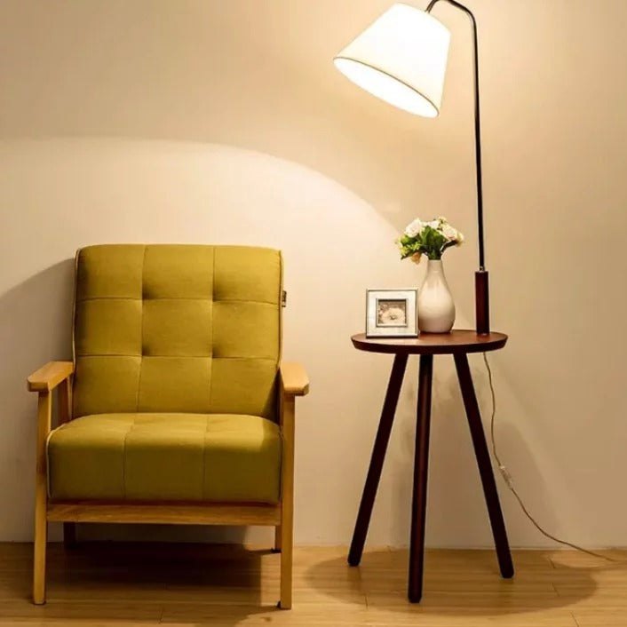 FLORENCE Solid Wood Standing Lamp Side Table