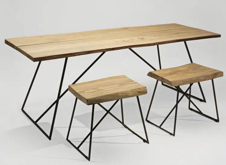 FLYNN Modern Industrial Ultra Slim Solid Wood Dining Table