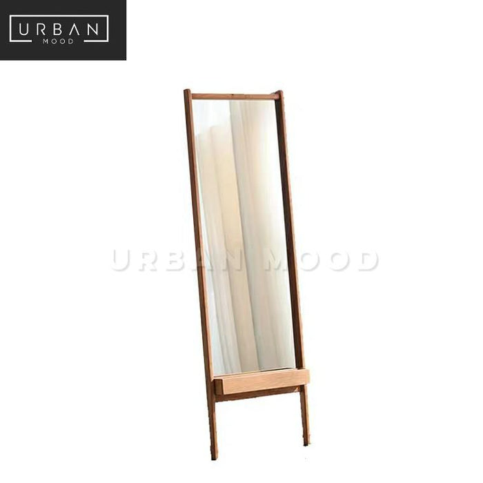 GRAM Rustic Solid Wood Standing Mirror Shelf