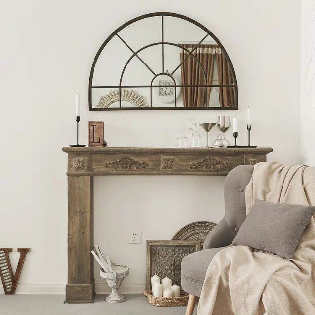 GREY Antique Solid Wood Hallway Console & Mirror