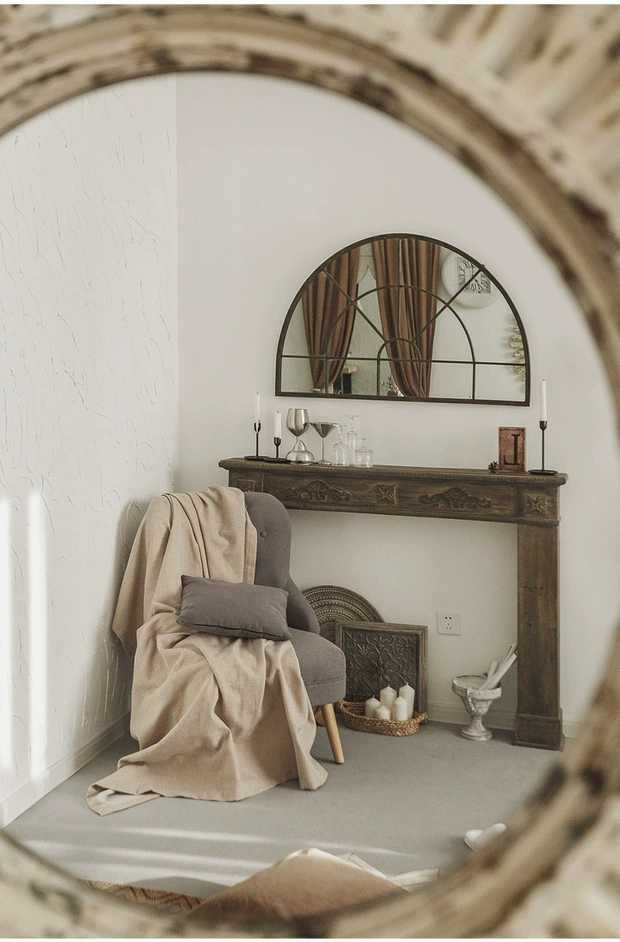 GREY Antique Solid Wood Hallway Console & Mirror