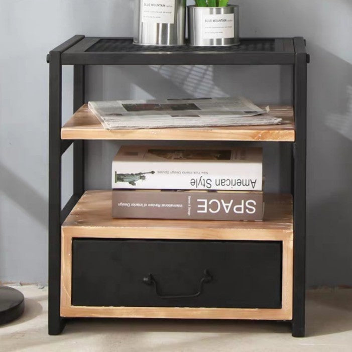 HARWOOD Modern Industrial Solid Wood Bedside Table