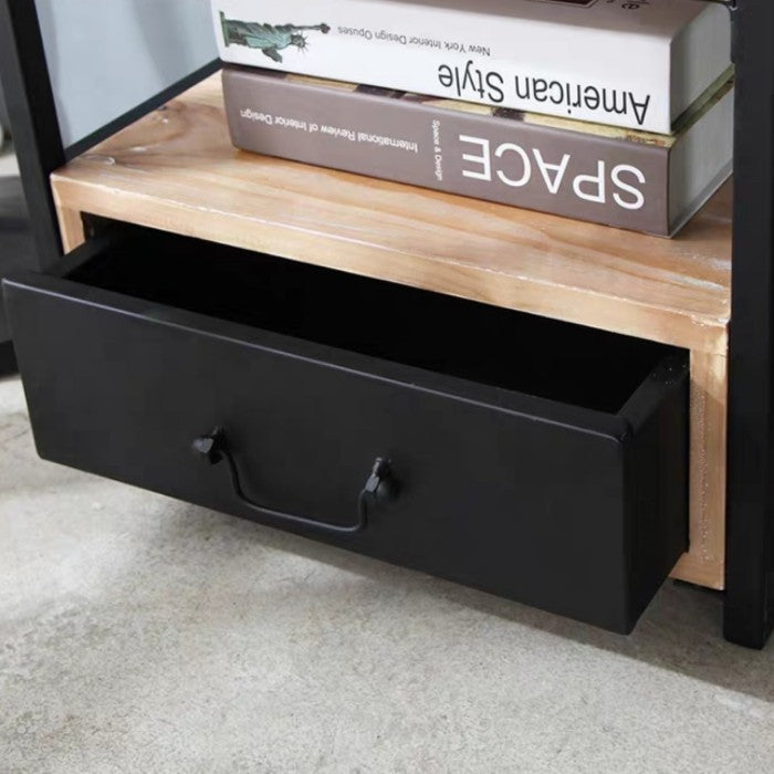 HARWOOD Modern Industrial Solid Wood Bedside Table