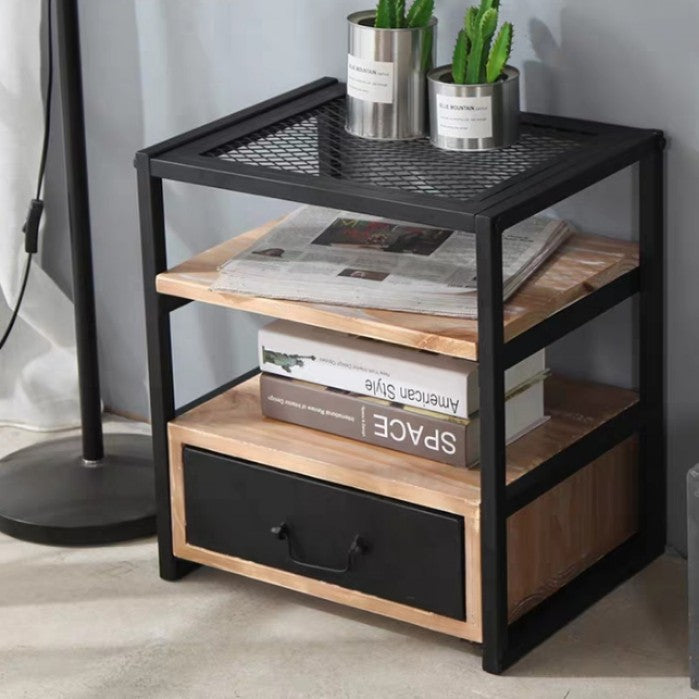 HARWOOD Modern Industrial Solid Wood Bedside Table