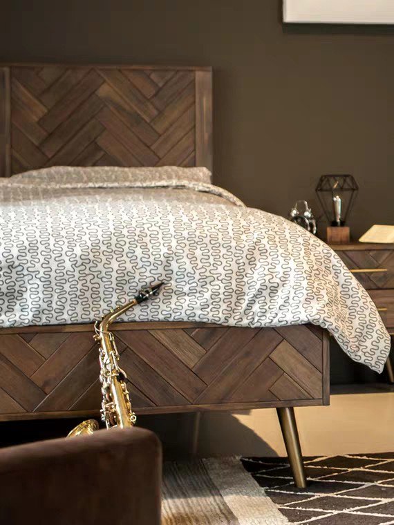 KINGSTON Acacia Wood Herringbone Bedframe