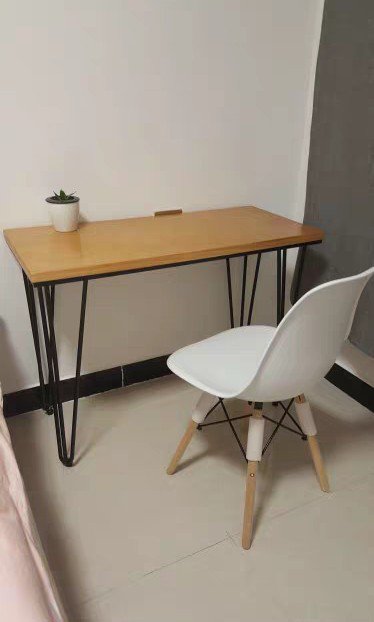 LEANNA Modern Industrial Solid Wood Slim Study Table