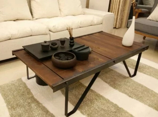 STAMMER Industrial Solid Wood Coffee Table