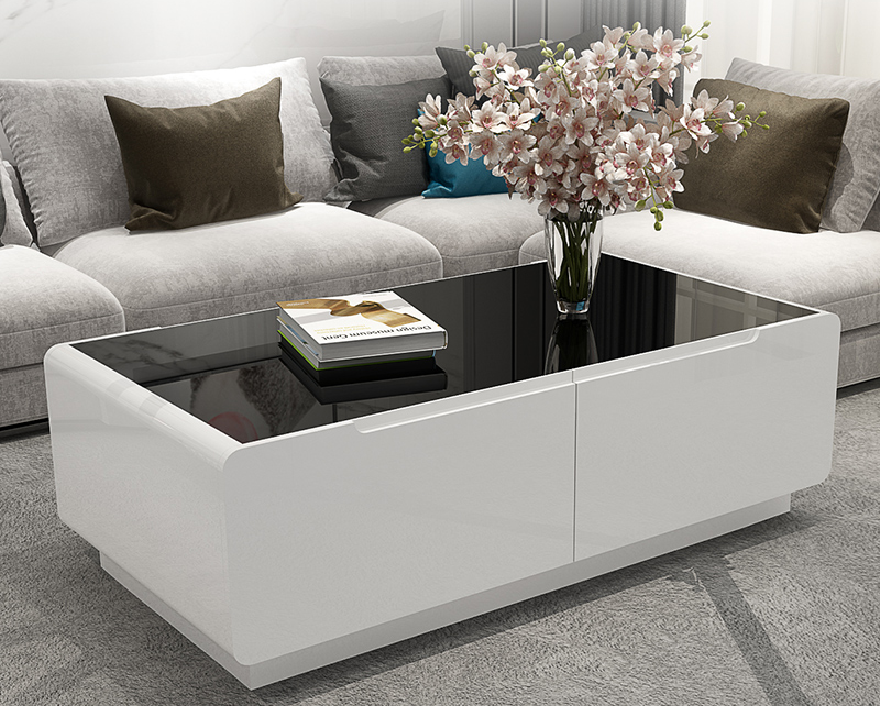 DELANEY Modern Piano Tempered Glass Coffee Table