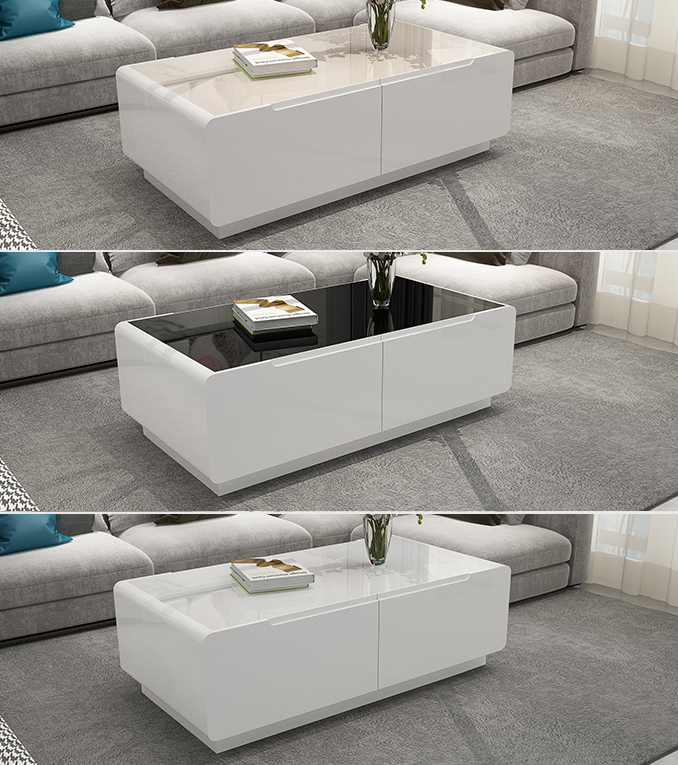 DELANEY Modern Piano Tempered Glass Coffee Table